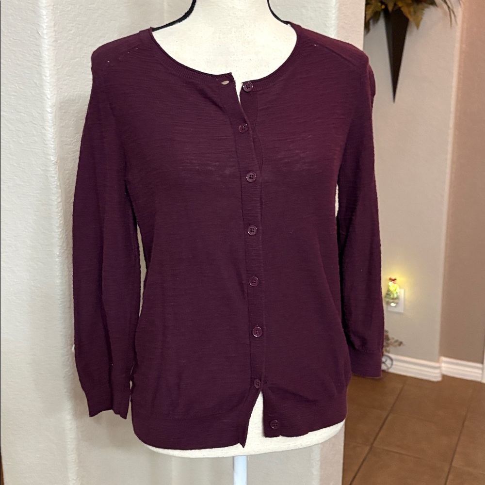 LOFT purple button down cardigan Sweater Size M